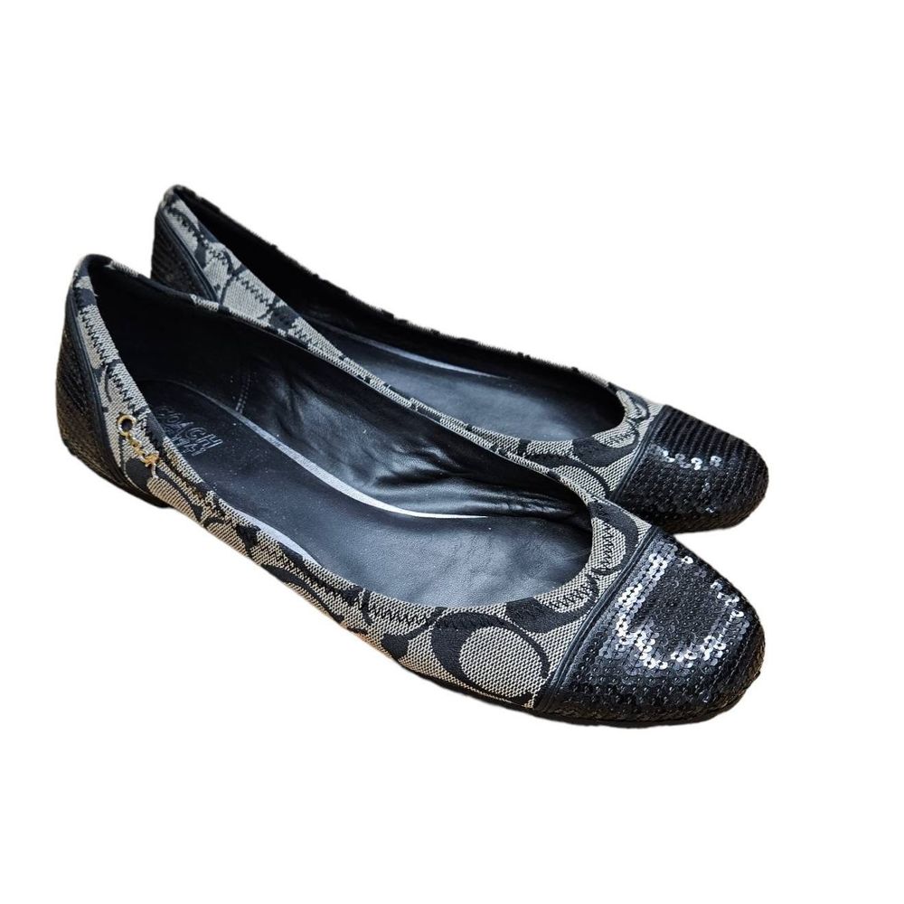 Coach Signature Black Flats 8.5